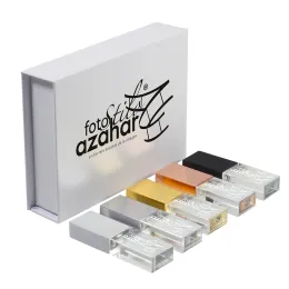 Kontrola Kolor Niestandardowe pudełko na prezent USB Dysk Flash 128 GB Dift Wedding Dift Divers 64 GB DARMOWEGO Pamięci 32 GB 16GB 8GB 4GB U Kryształ dysku U.