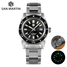 Watches San Martin New 62MAS 37mm Diver Mens Watch Classic Luxury Sapphire PT5000 SW200 Automatiska mekaniska klockor Datum 20Bar Luminous