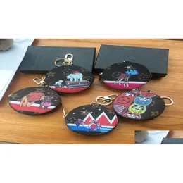 Outra decoração da casa Keychains de animais fofos de design de urso xadrez chaves -chaves anel de couro pu mini cartas de moeda de cartas de carro com zíper do zíper do bolso PU DHATV