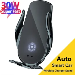 Chargers da 30W Caricatore wireless Caricatore wireless Montaggio del telefono automatico per il telefono per iPhone Samsung Xiaomi Huawei Induzione Auto Fast Caring Station