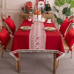 Neue rote Weihnachtsfirsche Garnweberei Jacquard Leicht Luxus Tischtuch Amerikanische rechteckige Teeabdeckung