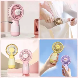 Diğer Aletler Plastik Handheld Electric Fan Termal Sessiz Şarj Taşınabilir Fan Karikatür Açık Mini Yaz Fan J240423