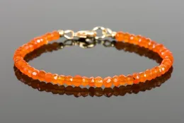 Pulseira carnalina, delicada pulseira carneliana laranja, joias de pedra preciosa artesanal