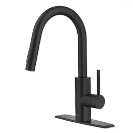 Kitchen Faucets Single Handle Pull-Down Faucet Matte Black Swiveling Spout Eco-Friendly Easy Installation High-Arc Reach Technology