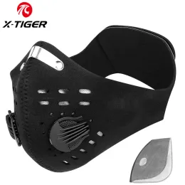 마스크 1pc 필터가있는 Xtiger Cycling Mask 통기 가능한 MTB 자전거 사이클링 페이스 마스크 활성탄 복제 방진 스포츠 런닝 페이스 커버