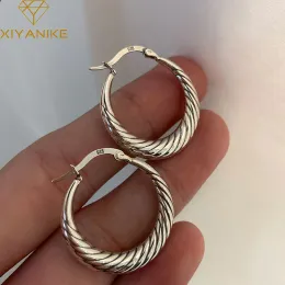 Clips XIYANIKE Vintage Spiral Circle Ear Buckle Hoop Earrings For Women Girl Fashion Retro Jewelry Ladies Gift Party pendientes mujer