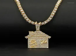 Hip Hop Bando Trap House Halskette Männer Bling Bling Savage Anhänger Halskette mit Tenniskette Frau Out Link Chain Schmuck17166895