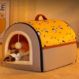 マットペットハウスネストセミエンクロースタイプ猫犬ベッドマットディープスリープテント取り外し可能な洗濯可能な冬の温かい犬小屋ペット用品