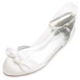 Sıradan Ayakkabı Yaratıcı Lady Round Toe Saten Daireler Ayak Bileği Stap D'Orsay Gelin Düğün Tatlı Partisi Prom Boş Yan Renkler