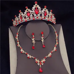 Necklaces Baroque Quality Fashion Crystal Wedding Bridal Jewelry Sets Women Bride Tiara Crowns Earring Necklace Wedding Jewelry Set