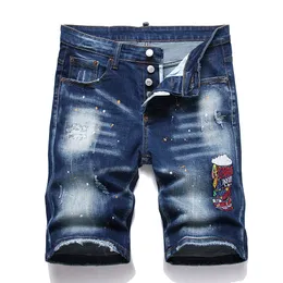 Jeans de grife de jeans masculino escuro Bordado de jeans de calça curta Fashion Holas Files Tamanho dos EUA 30-38 Hip Hop Troushers Zipper para masculino 3753