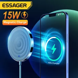 充電器Essager 15W Qi iPhoneの磁気ワイヤレス充電器12 13 14 Pro Max Mini duction Fast Magic Wireless Charging Pad Adapter