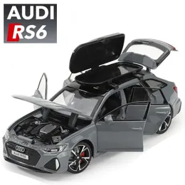 132 Audi RS6 Toy Car Model with Sound Light Doors Opened Alloy Diecast Model Vehicle Collection Toy for Boy Adult Festival Gift 240422