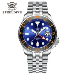 Watches SD1994 STEELDIVE Brand 42MM GMT Mechanical NH34 Movement 200M Waterproof Ceramic Bezel Insert Sapphire Glass Dive Watch Reloj