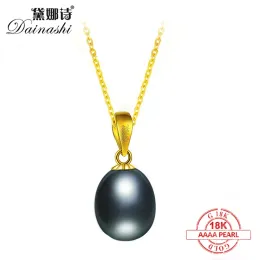 Collane dainashi vera gioielli in oro a 18k oro puro collacerale, donne perlato d'acqua dolce naturale ciondolo, gioielli pregiati con scatola regalo per amante