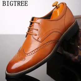 Dress Shoes Genuine Leather Men's Formal Brand Coiffeur Brogue Men Classic Italian Office Big Size Buty Meskie