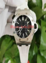 Ausgezeichnete Armbanduhren von Top -Qualität N8 Version 42mm 15703 15703stooa002CA01 Schwarzes Zifferblatt weiße Gummibänder Mechanische Automatik M6290432