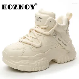 Buty zwykłe Fujin 7cm oryginalne skórzane syntetyczne buty kostki moda kobiety wygodna platforma klinowa trampki Chunky Spring Autumn