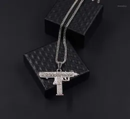 Hip Hop Buzlu Çıkış Tam Rhinestone Numarası Makineli Tüfek Peniş 2021 Kolyeler Mevcut Bling Rapçi Takı Chains1020579