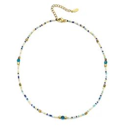 Halsband zmzy tunn miyuki halsband kvinnor smycken trendiga bohemiska målar smycken pärla collier tunna halsband rostfri kedja
