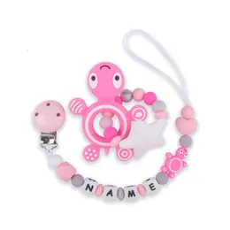 Cadeia de clipe de chupeta personalizada Nome personalizado Dummy Turtle Turtle Silicone Beads Tortoise Soother Corrents 240418