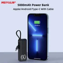 신발 5000mah 미니 파워 뱅크 스테이션 빠른 충전기 내장 케이블 휴대용 외부 보조 배터리 13 12 Xiaomi Samsung