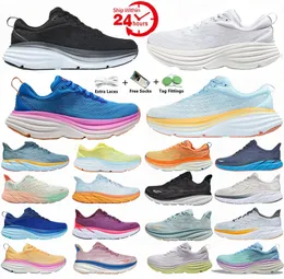 Ho One Clifton 9 Bondi 8 Running shoes Triple Black White Bellwether Summer Song Blue Country Air women's Men Women trainers YHQT#