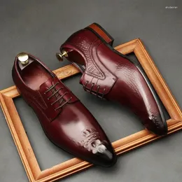 Scarpe eleganti di moda maschi da uomo oxford vera pelle allaccia su festa formale di alta qualità vino nero designer rosso alare per uomini