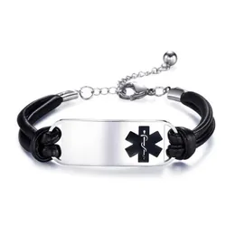 Charmarmband charm armband ny lyxdesigner rostfritt stål kvinnor medicinsk id kedja läder armband jul armband juvel dhkob