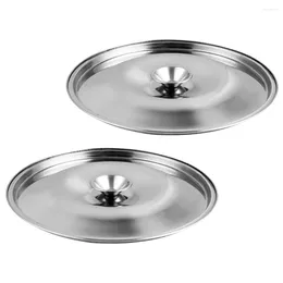 Canecas 2 PCs Aço inoxidável Copo de tampa de tampa Tampas de óleo de panela Tampas de tampas de panela de metal universal cozinhar tigela reutilizável