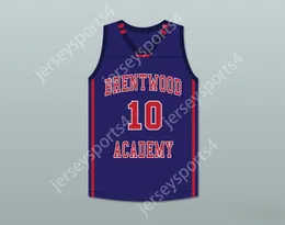 カスタム任意の名前番号メンズユース/キッズダリウスガーランド10ブレントウッドアカデミーイーグルスダークブルーバスケットボールジャージー1トップステッチS-6XL