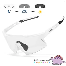 Outdoor Eyewear Kapvoe- Child Pochromic Sports Sunglasses Cycling Glasses Kids UV400 Boys Girls Fashion Bike Bicycle