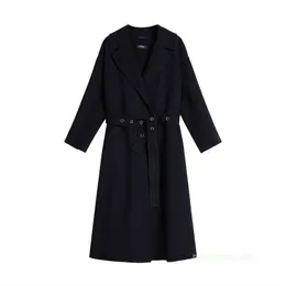 Designer Coat Cashmere Coat Luxury Coat MaxMaras Kvinnor Ny dubbelsidig Pure Wool Metal Eyele Belt Midje slipsrock
