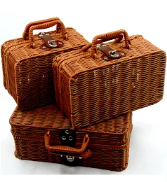 Bins Handwoven Rattan Wicker Basket Fruit Tea Snack Bread Picnic Cosmetic Storage Box Suitcase Decorative Prop Handmade Gift Box