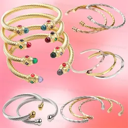 Bracciale di fascino contorto delicata per donne designer senior di moda 925 argento gioielli di lusso a colori di diamante bracciale rotonda di apertura di uomini regalo di compleanno