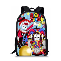 Bags A incrível mochila digital Pomni Jax Print Pink School School School Girls Kindergarten Bag Kids Cartoon Bookbag Small Mochila