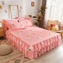 Scapa da letto Principessa coreana Wind House HomomE Minimalist Anti Slip bordo a doppio strato Letto Bellissimo foglio di letti in pizzo