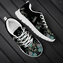 Casual Shoes WHEREISART Butterfly Floral Prints Black Sneakers For Women Fashion Female Outdoor Plus Size 47 48 46 Free DIY Dropship