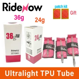 أضواء Ridenow Ultralight Bicycle Inner Tube 24G 36G ROAD BIKE TPU TUBE 45 65 85MM FRENCH