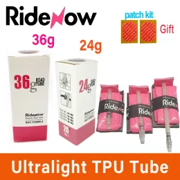 Işıklar RIDENOW Ultralight Bisiklet İç Tüp 24G 36G Yol Bisiklet Tüp Tüp Tüp Tüp 45 65 85mm Uzunluk Fransız VAE 700C 28 '' Süper Işık İç Tüp