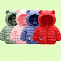 Coat down 2 3 4 5 Y Baby Cotton Jackets inverno Cartoon Cartoon Coats Warm Boys Girls Solid con cappuccio con cerniera leggera