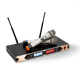 Microfoni Sistema di microfono wireless Senwosi Dual Handhell Cordless Mic Set 2x100 Canali Auto Scansione Funzione Mute