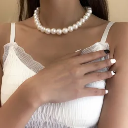 Necklaces Baroque Style Big Pearl Necklace For Women Personality White Statement Jewelry Choker Collares