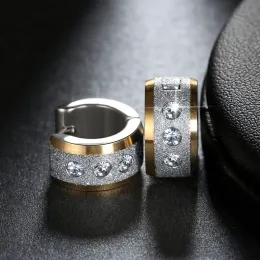 Earrings ZORCVENS 2023 New 316L Stainless Steel Hoop Earrings for Women Men CZ Stone Punk Style Small Earrings Jewelry Wholesale