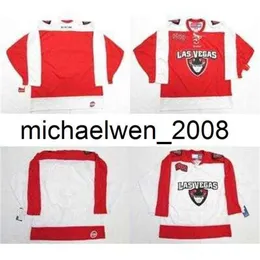 Kob Weng Mens Womens Kids Echl Las Wranglers sydd Anpassade alla namn och nummer Jersey billiga röda vita hockeytröjor målmätare