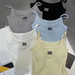 Croped Women Padded Bra Singlet Tanks Sexiga ärmlösa tank tops Luxury Summer Push Up Vest Top Letter broderade singlets