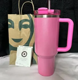 Electric Neon White Pink Black Mugs QUENCHER H2.0 40oz Stainless Steel Tumblers Cups with Silicone handle Lid And Straw Travel Car Water Bottles GG0423