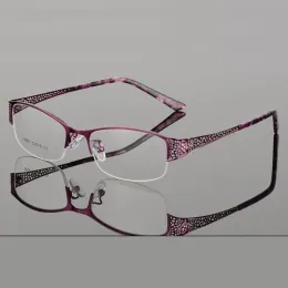 Lenses Reven Jate Half Rimless Eyeglasses Frame Optical Prescription Semirim Glasses Spectacle Frame for Women's Eyewear Female