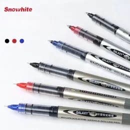 أقلام 12pcs Snowhite المستقيم السائل الكرة القلم PVR155/166 ROLLERBALL PEN OFFICE GEL PEN الأسود الأحمر قرطاسية زرقاء