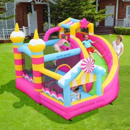 Lollipop Air Bounce House com slides infláveis com combinação de slide para festas infantis para crianças portátil portátil Jumper Jumper Indoor Toys Yard Game